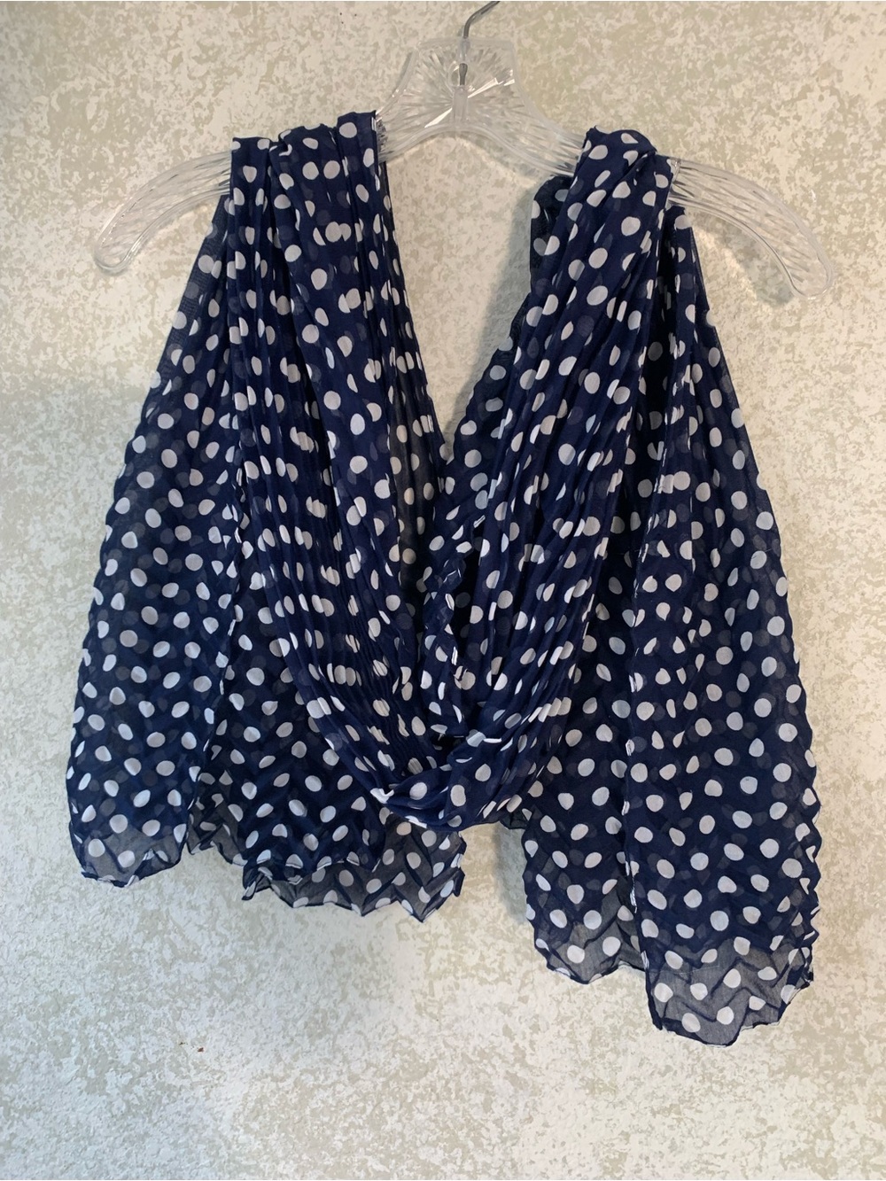 Polka Dot Navy Scarf - Lightweight Women's Accessory